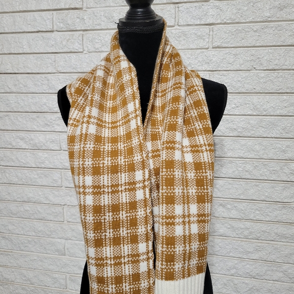 Timberland scarf wheat plaid check fall winter unisex 10" x 68 " EUC - Picture 9 of 12